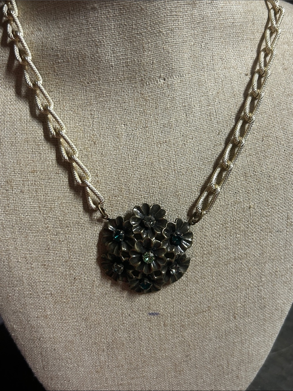 Floral Cluster Pendant Necklace in Gold Tone- Sabika spr‎ 22